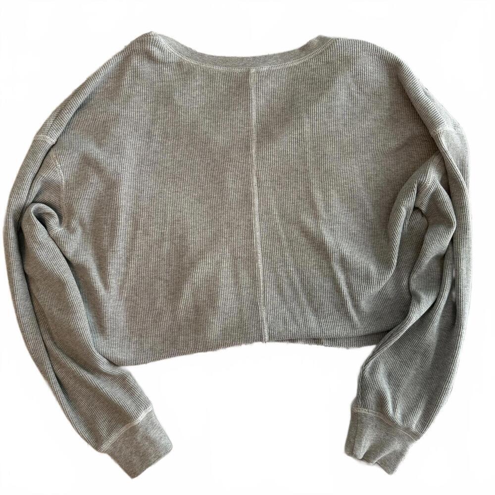 EUC BP Split Neck Thermal Crop Top Womens GREY HEATHER XL - Picture 3 of 4